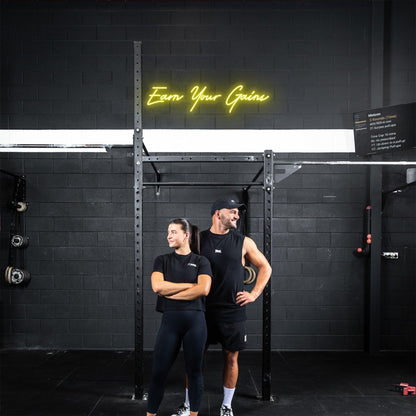 Earn Your Gains Bright Green Handwritten Led Neon Sign For Gym Wall | Shineneon