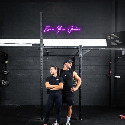 Earn Your Gains Bright Green Handwritten Led Neon Sign For Gym Wall | Shineneon