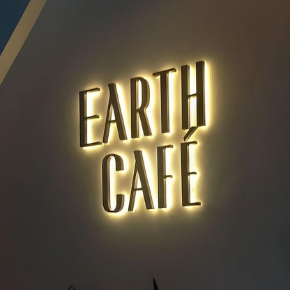 Earth Cafe 3D Backlit Letters Aluminum Business Metal Led Sign