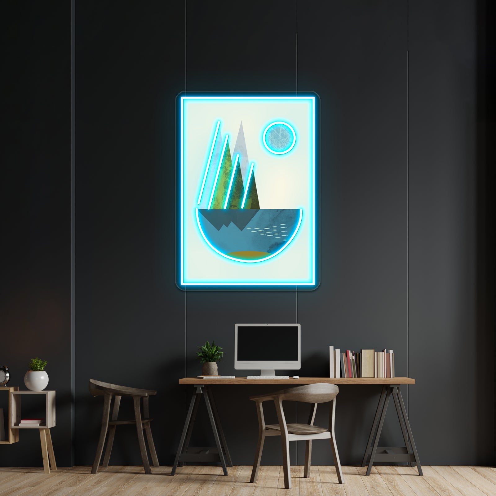 Earth Geometric Print Wall Artwork Neon Signs | Shineneon