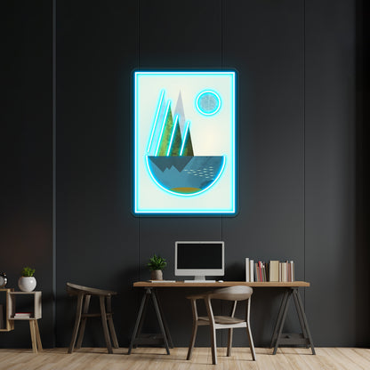 Earth Geometric Print Wall Artwork Neon Signs