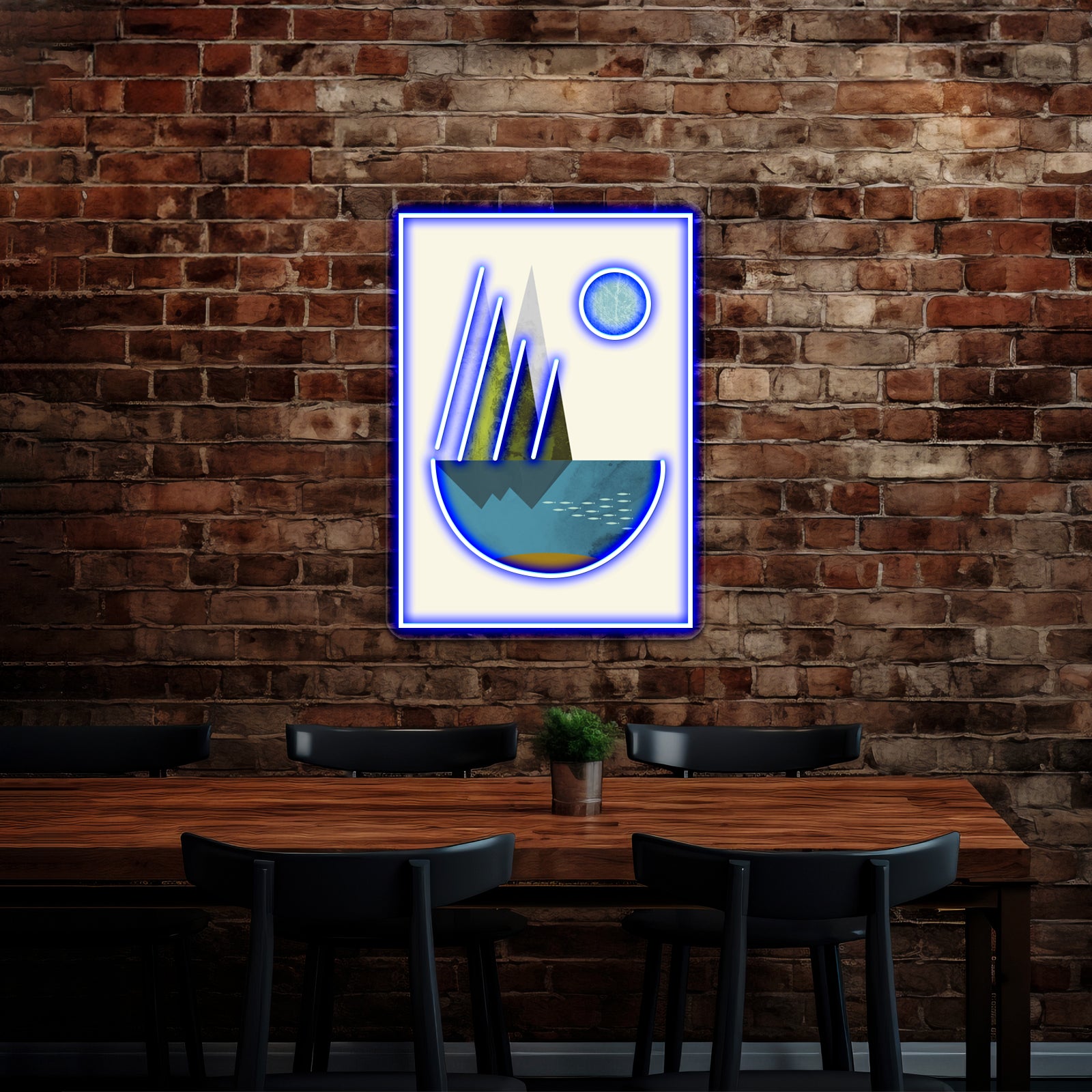 Earth Geometric Print Wall Artwork Neon Signs | Shineneon