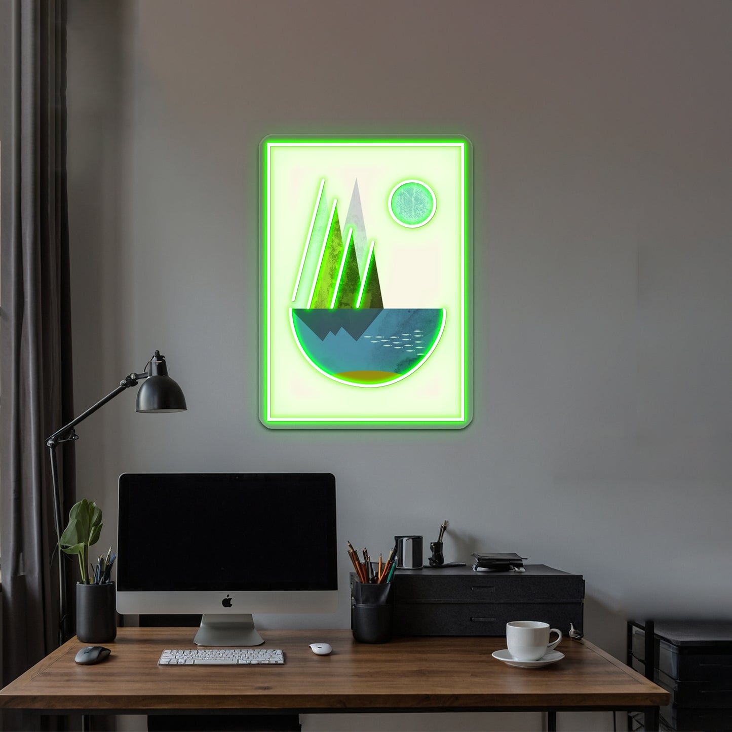 Earth Geometric Print Wall Artwork Neon Signs