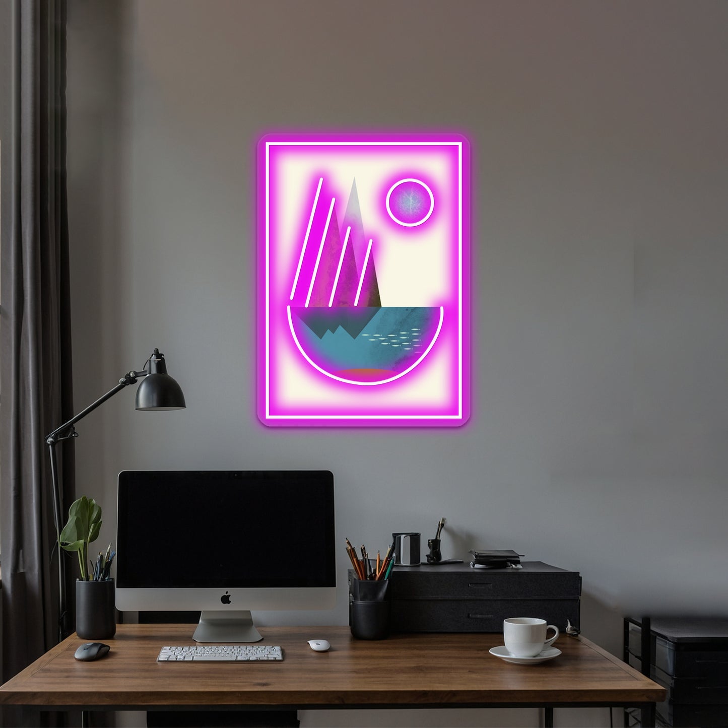 Earth Geometric Print Wall Artwork Neon Signs