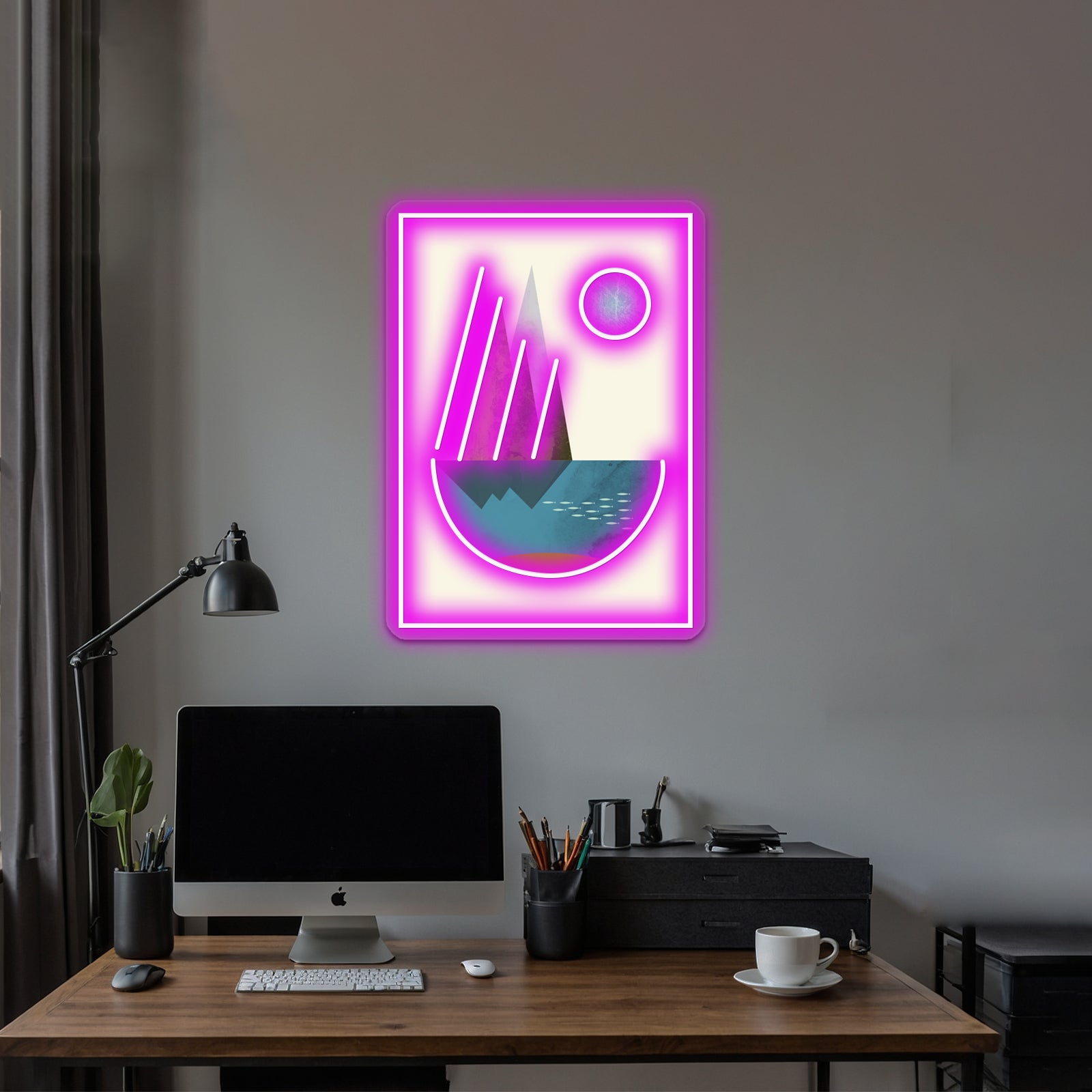 Earth Geometric Print Wall Artwork Neon Signs | Shineneon