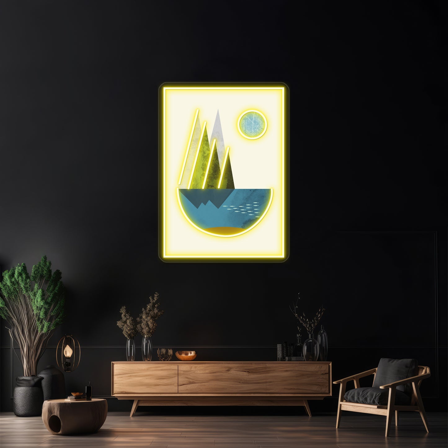 Earth Geometric Print Wall Artwork Neon Signs