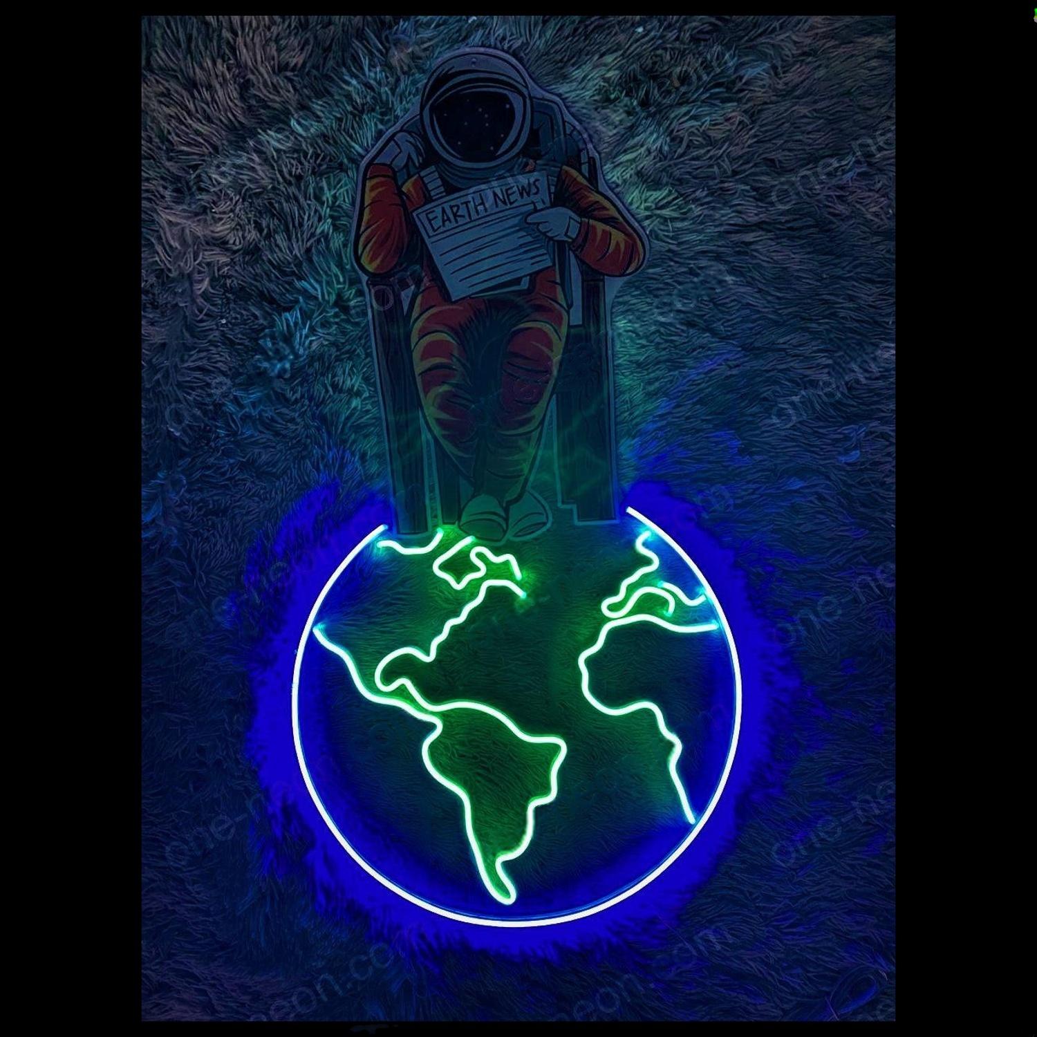 Earth News Blue Green Led Neon Sign Wall Art For Home Decor | Shineneon