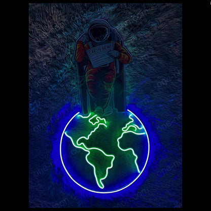 Earth News Blue Green Led Neon Sign Wall Art For Home Decor | Shineneon