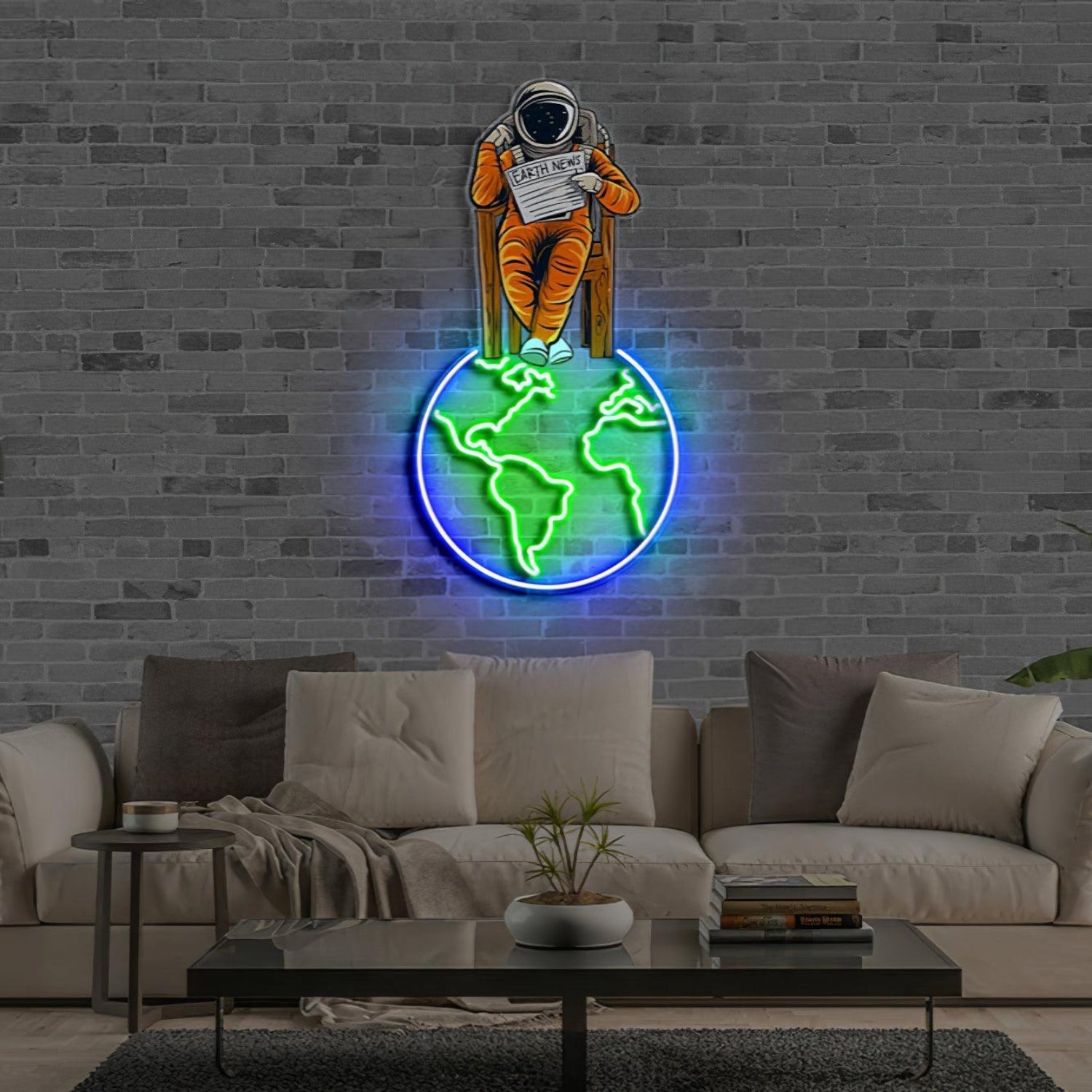 Earth News Blue Green Led Neon Sign Wall Art For Home Decor | Shineneon