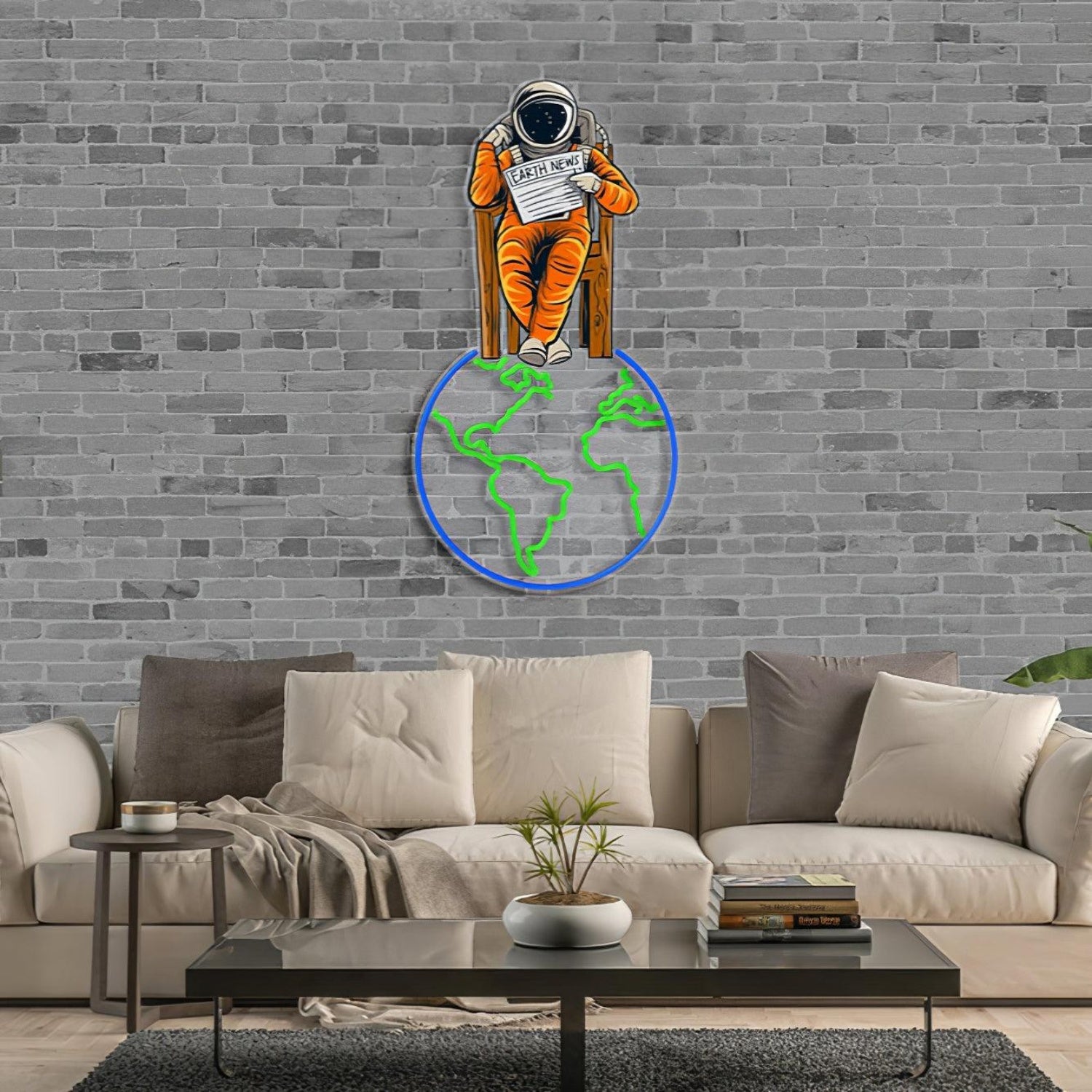 Earth News Blue Green Led Neon Sign Wall Art For Home Decor | Shineneon