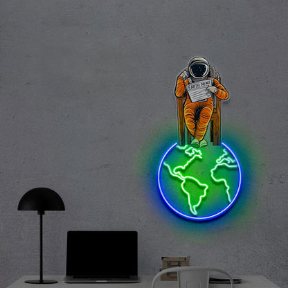 Earth News Blue Green Led Neon Sign Wall Art For Home Decor | Shineneon