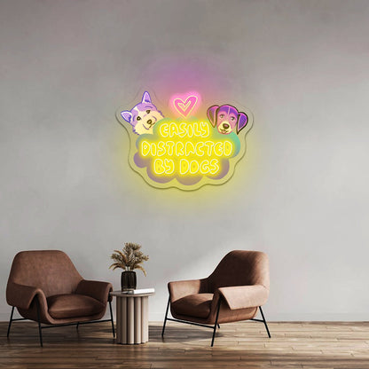 Easily Distracted By Dogs Cute Animal Neon Signs - Shineneon