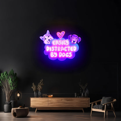 Easily Distracted By Dogs Cute Animal Neon Signs - Shineneon