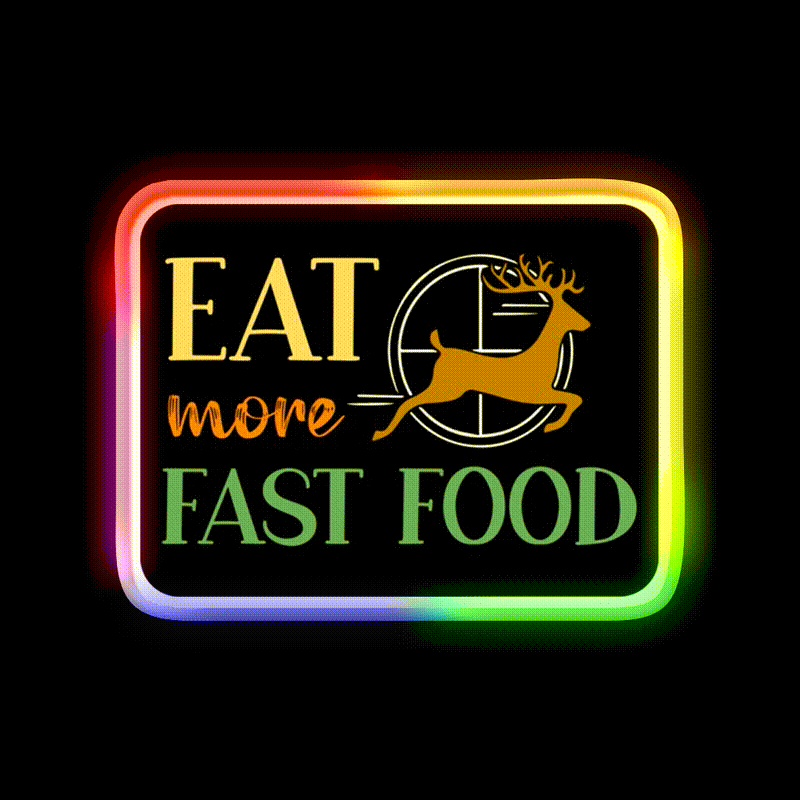 East More Fast Food Deer Hunting Fast Food Led Neon Sign For Burger Place Rgb Color - LED neon sign close-up detail