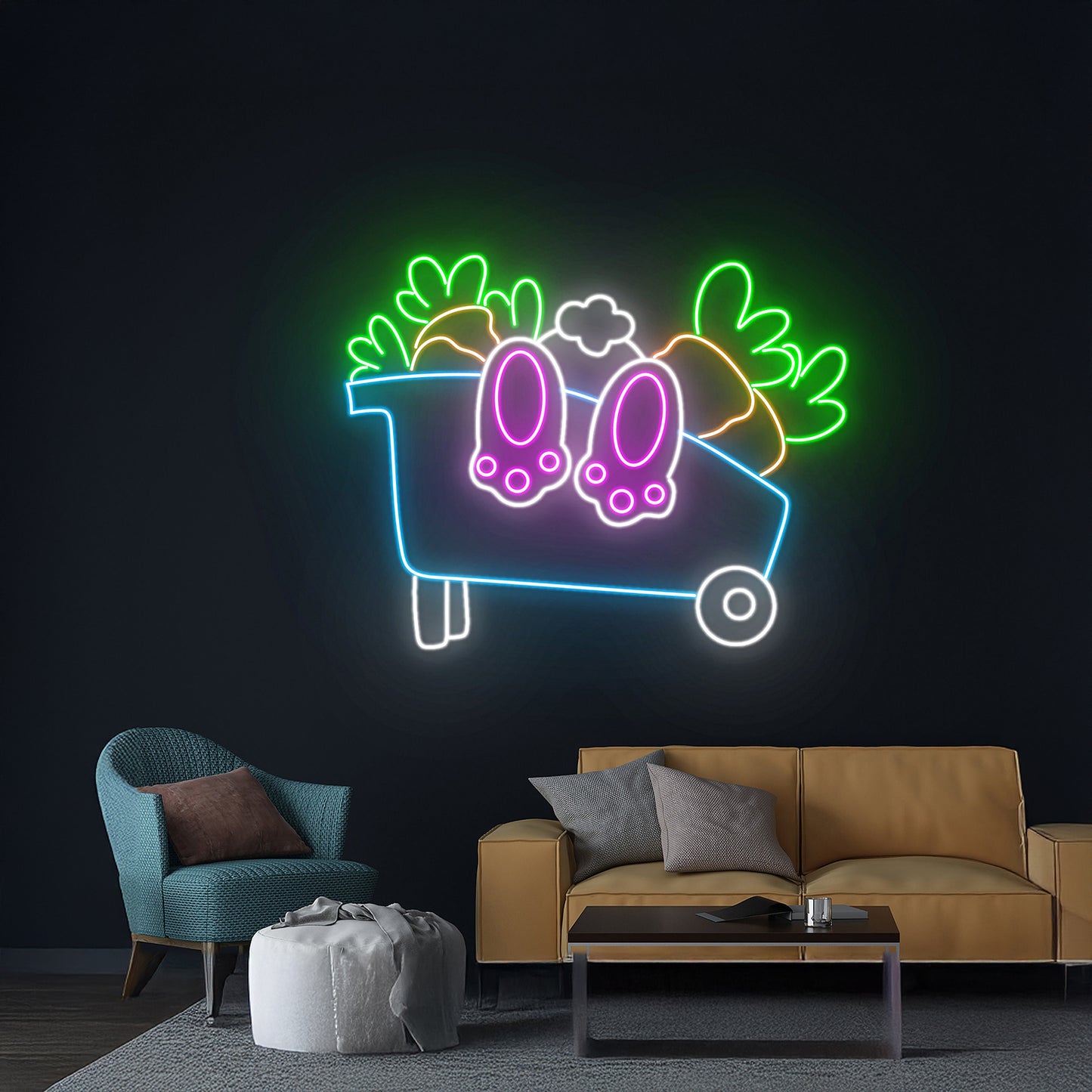 Easter Rabbit And Carrot Neon Sign