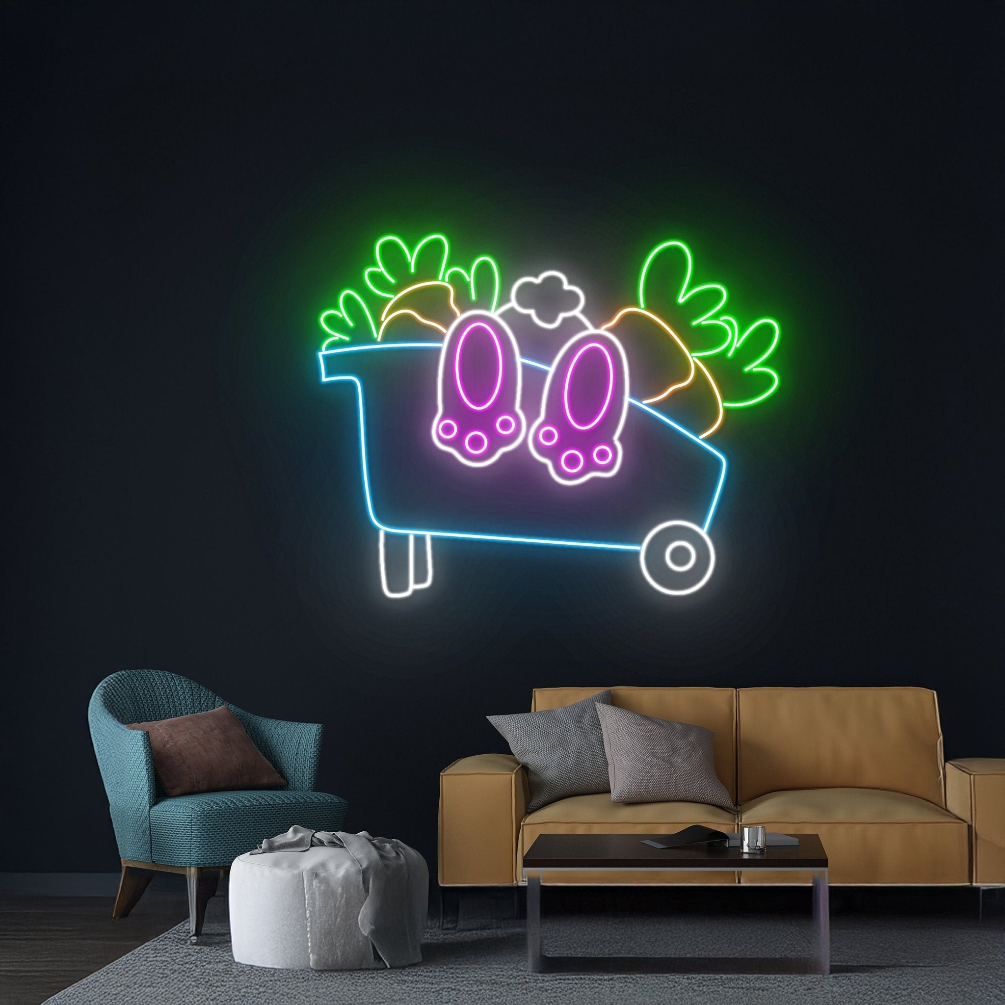 Easter Rabbit And Carrot Neon Sign - Shineneon