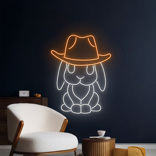 Easter Rabbit Cowboy Led Neon Sign