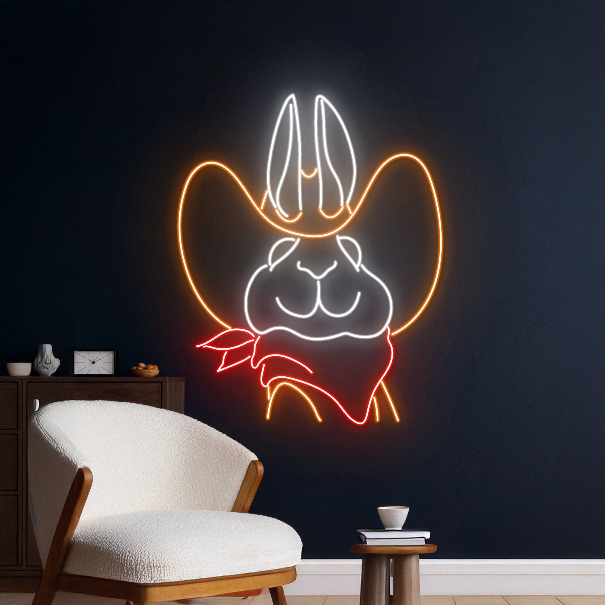 Easter Rabbit Cowboy Neon Sign Happy Easter Led Sign - Shineneon