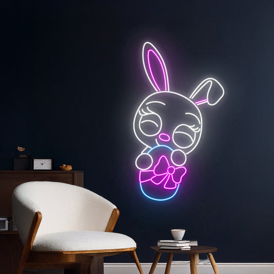 Easter Rabbit Egg Neon Sign