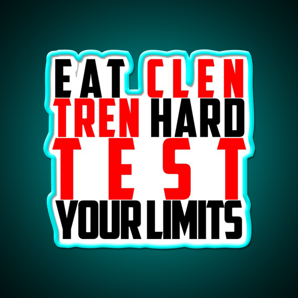 Eat Clen Tren Hard Black Gym Fitness Led Neon Sign Rgb Color - Size and dimension reference