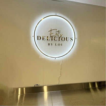 Eat Delicious By Lou Acrylic Business Logo Sign - Shineneon