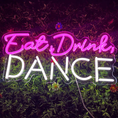 Eat Drink Dance Pink Yellow Led Neon Sign For Outdoor Party Commercial Decor | Shineneon