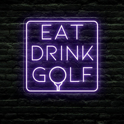 Eat Drink Golf Led Neon Sign Vibrant Purple For Man Cave Bar Golf Club Decor | Shineneon