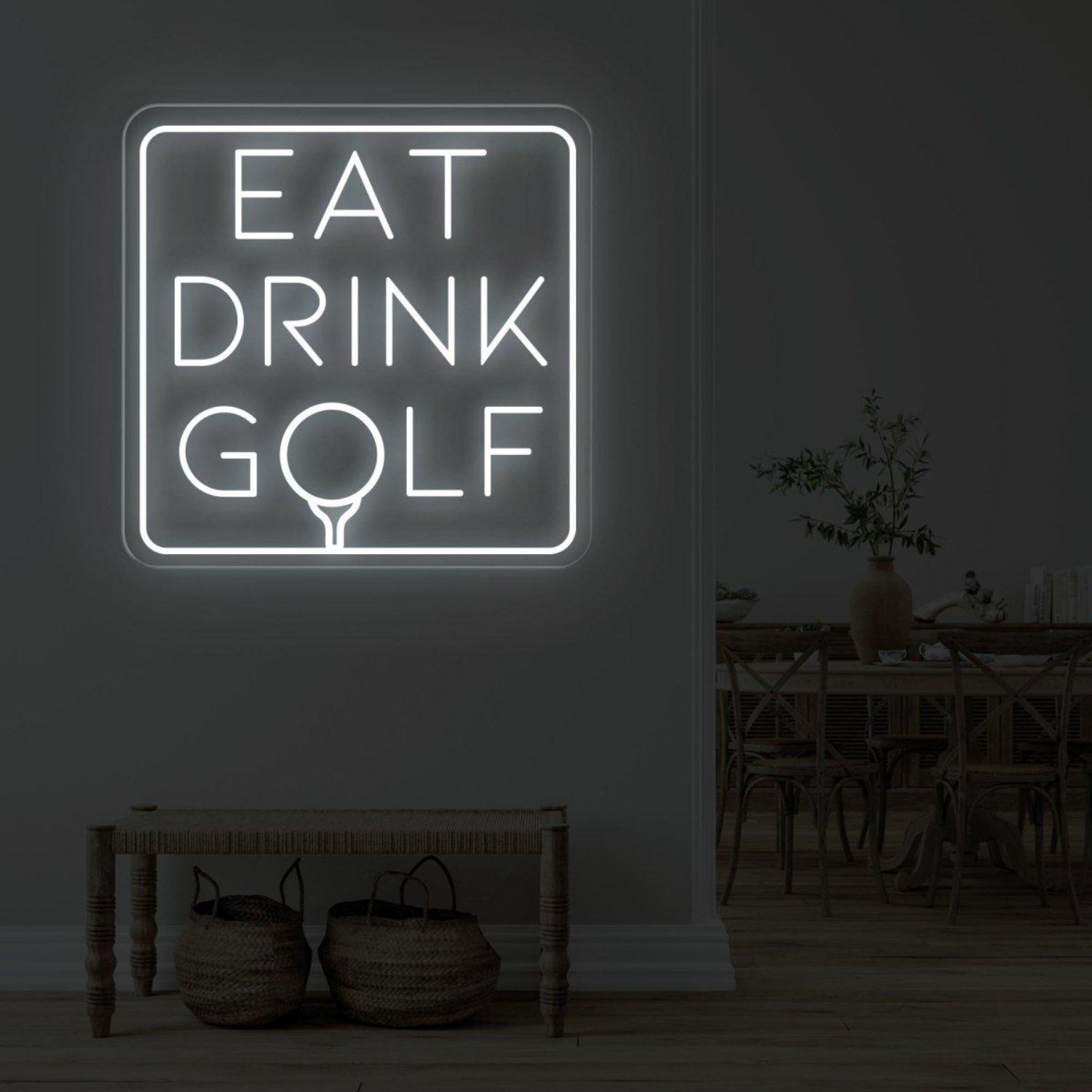 Eat Drink Golf Led Neon Sign Vibrant Purple For Man Cave Bar Golf Club Decor | Shineneon
