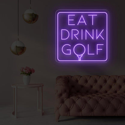 Eat Drink Golf Led Neon Sign Vibrant Purple For Man Cave Bar Golf Club Decor | Shineneon