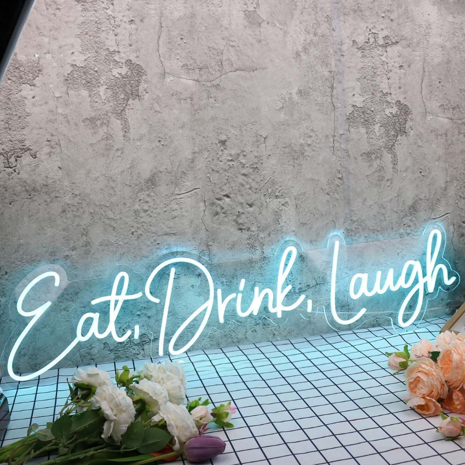 Eat Drink Laugh Blue Led Neon Sign - Shineneon