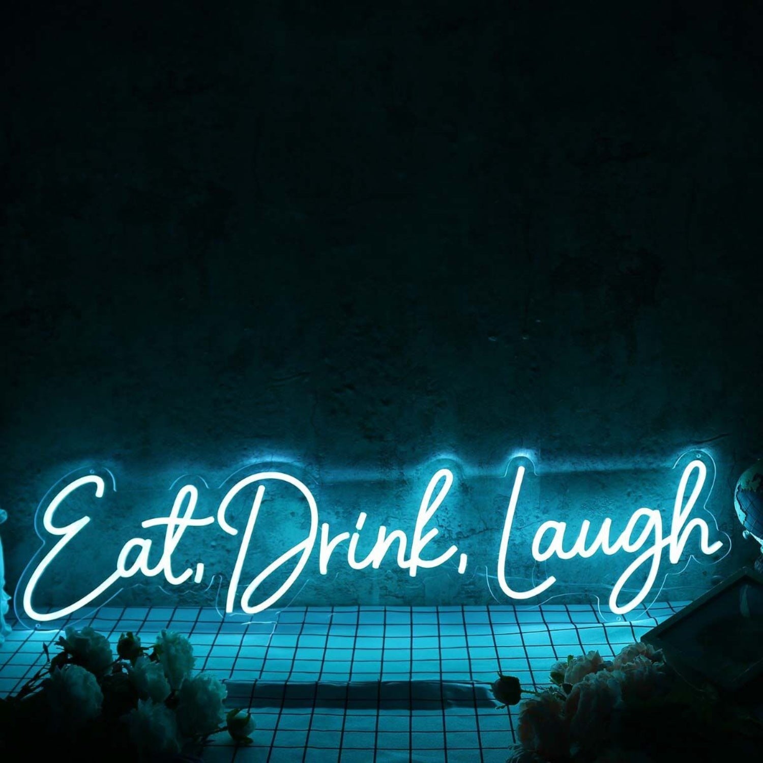 Eat Drink Laugh Blue Led Neon Sign - Shineneon