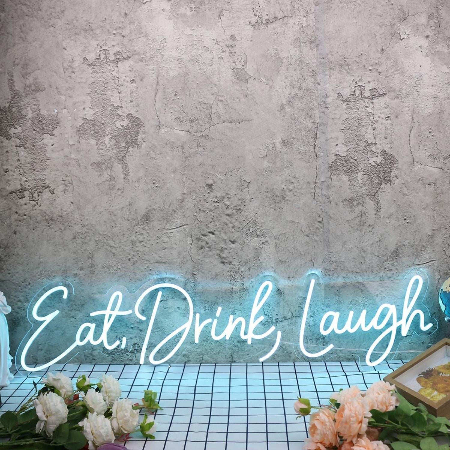 Eat Drink Laugh Blue Led Neon Sign - Shineneon