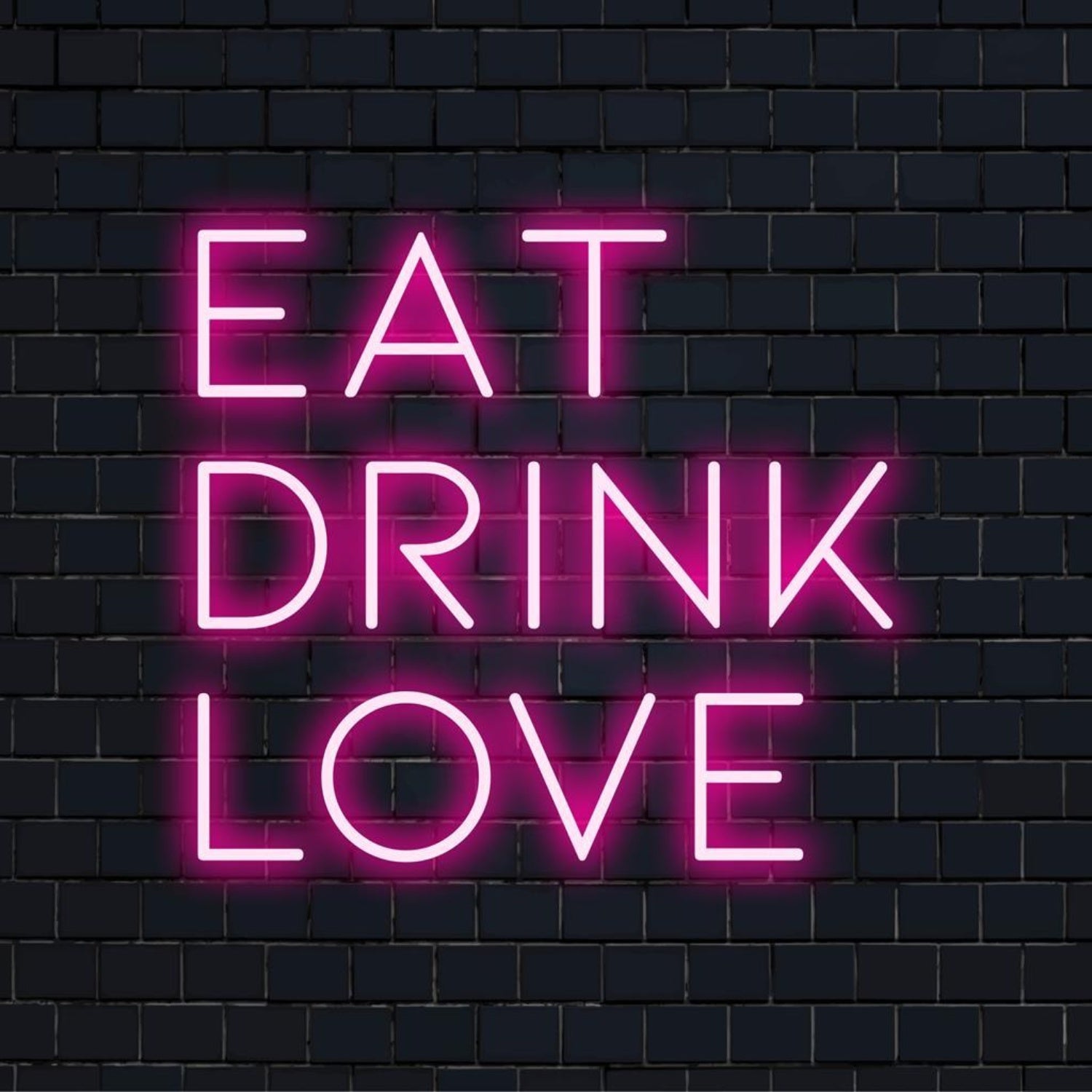 Eat Drink Love Pink Text Line Led Neon Sign For Restaurant Cafe Home Decor | Shineneon
