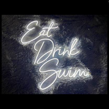 Eat Drink Swim White Led Neon Sign Bar Restaurant Pool Decor | Shineneon