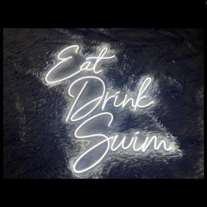 Eat Drink Swim White Led Neon Sign Bar Restaurant Pool Decor | Shineneon