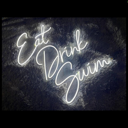 Eat Drink Swim White Led Neon Sign Bar Restaurant Pool Decor | Shineneon