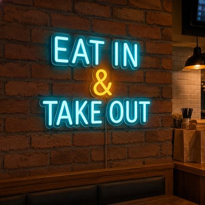 Eat In And Take Out LED Neon Sign - 03 Real Lifestyle Scene