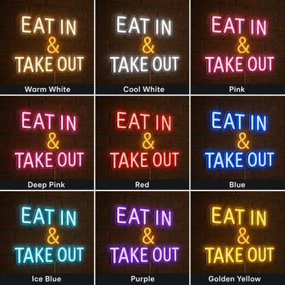 Eat In And Take Out LED Neon Sign - 05 Color Grid
