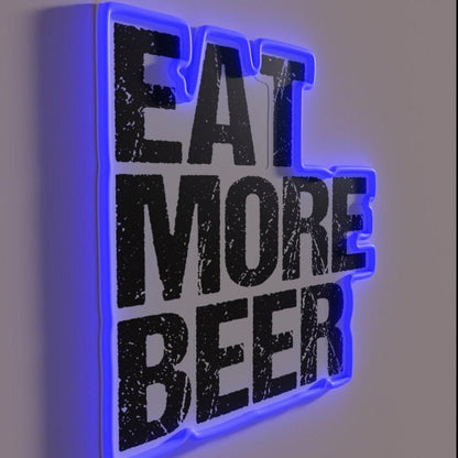 Eat More Beer V12 Rgb Led Neon Sign Bar Wall Decor - Shineneon