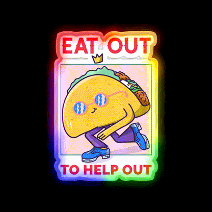 Eat Out To Help Out Tacos Kebab Taco Led Neon Sign Wall Light Rgb Color - LED neon sign close-up detail