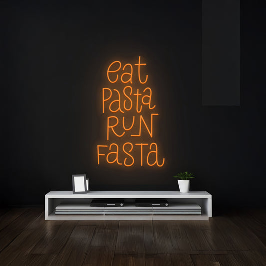 Eat Pasta Run Fasta Neon Sign Italian Noodle Italy Restaurant Led Decor