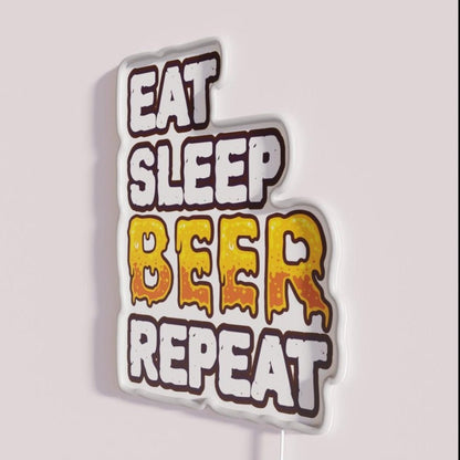 Eat Sleep Beer Repeat Funny Drinker Sayings Rgb Led Neon Sign - Shineneon