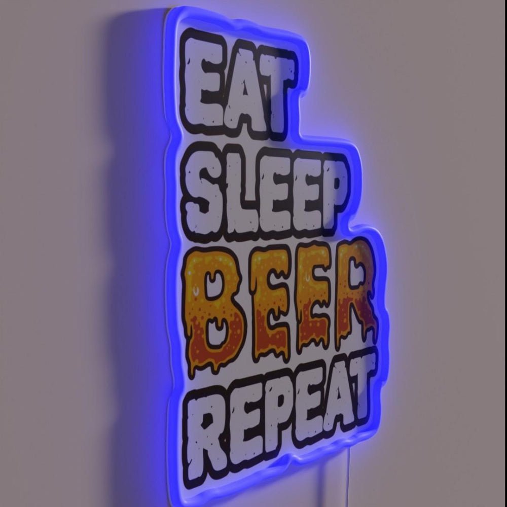 Eat Sleep Beer Repeat Funny Drinker Sayings Rgb Led Neon Sign - Shineneon