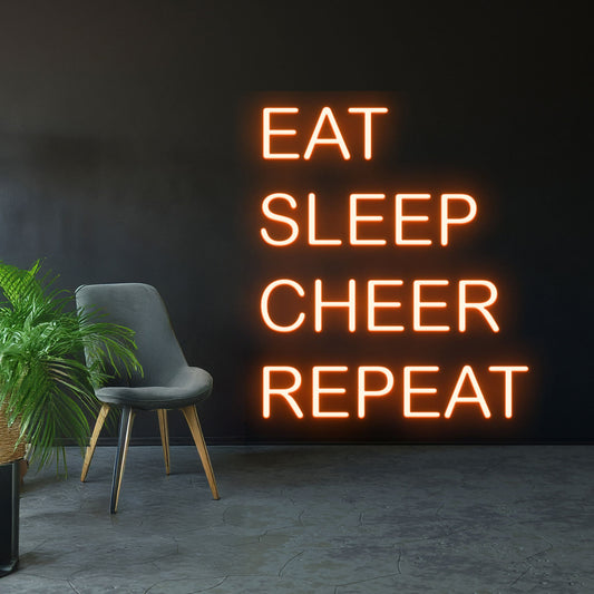 Eat Sleep Cheer Repeat Neon Sign