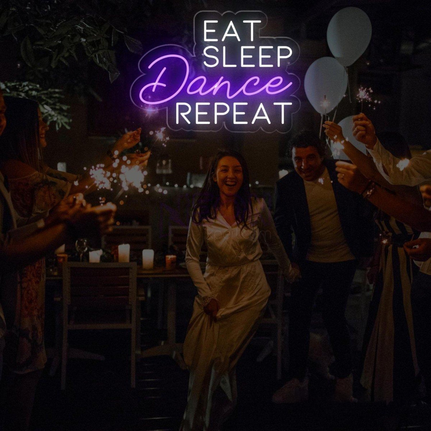 Eat Sleep Dance Repeat Pink White Led Neon Sign Modern Indoor Wall Decor | Shineneon