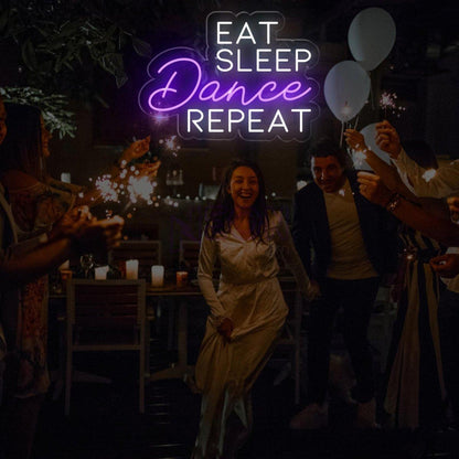 Eat Sleep Dance Repeat Pink White Led Neon Sign Modern Indoor Wall Decor | Shineneon