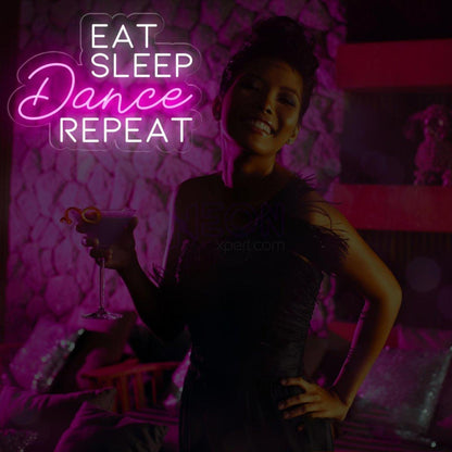 Eat Sleep Dance Repeat Pink White Led Neon Sign Modern Indoor Wall Decor | Shineneon