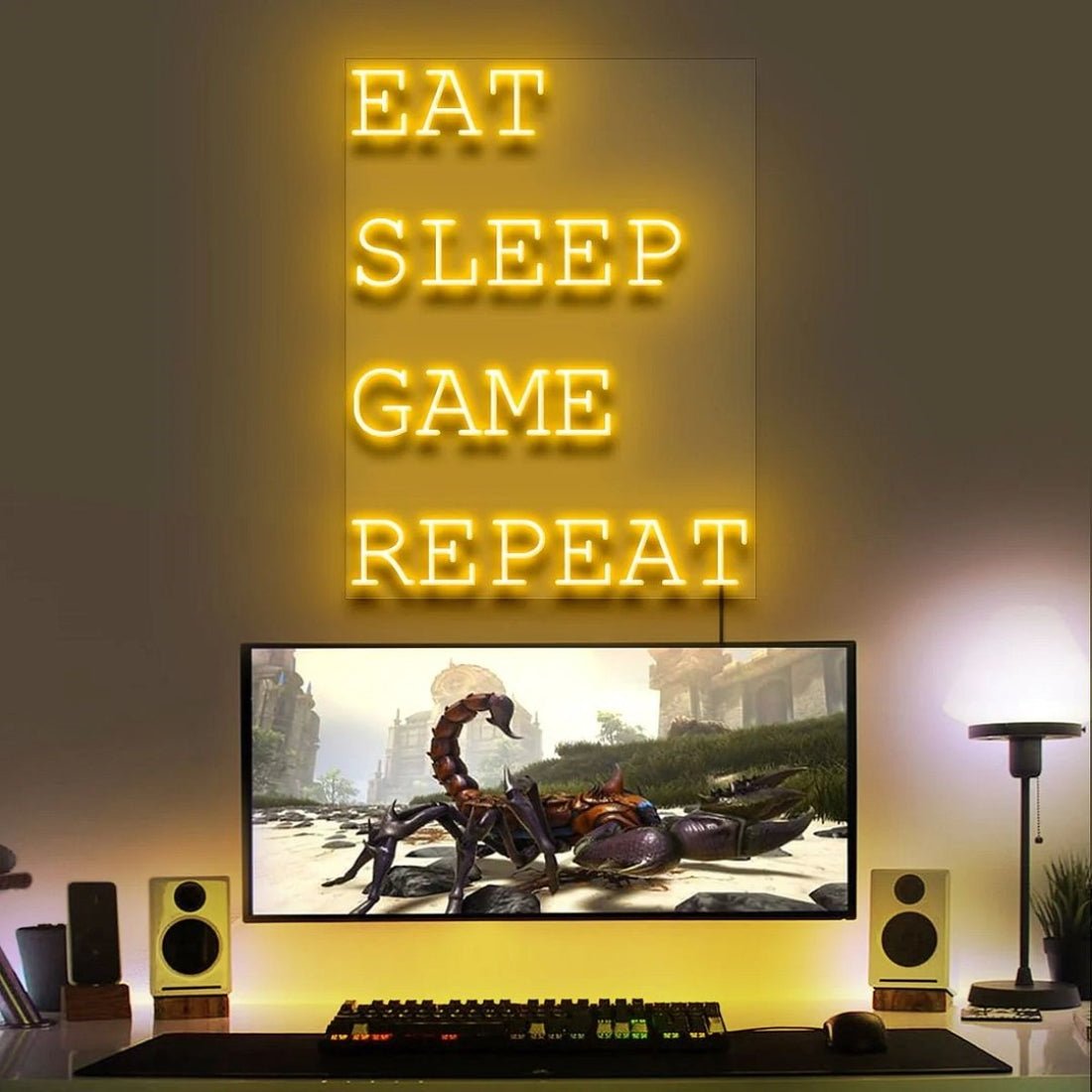Eat Sleep Game Repeat Gaming Led Sign Business Neon Sign - Shineneon