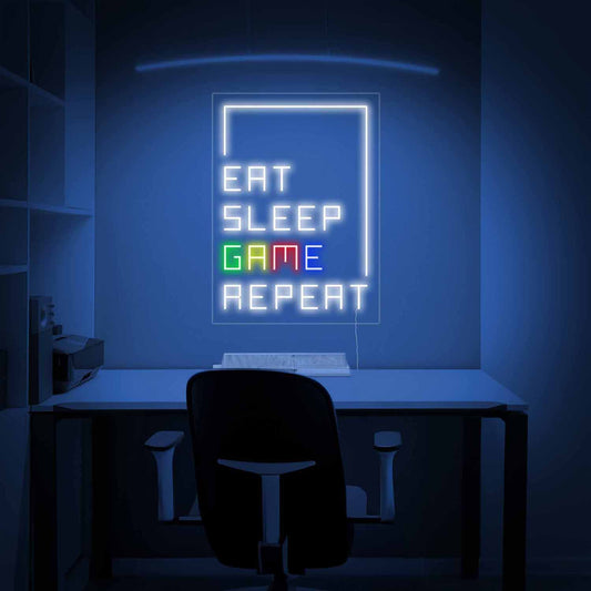 Eat Sleep Game Repeat Gaming Wall Decor Led Neon Sign For Game Room