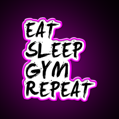 Eat Sleep Gym Repeat Gym Fitness Led Neon Sign Rgb Color - Neon sign mounted on wall in room